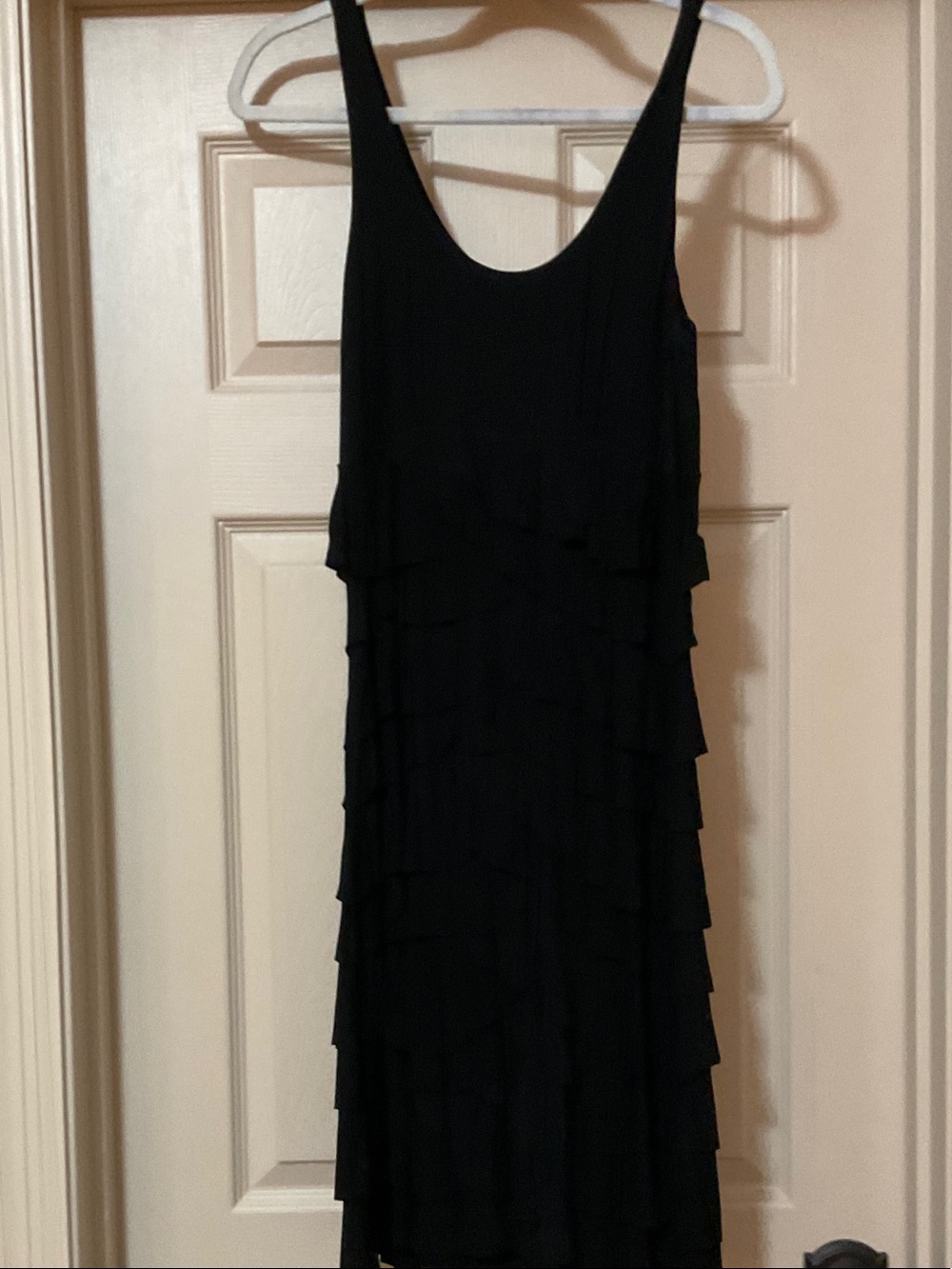 Sleeveless Black Tiered Mini Dress (Women’s Medium)